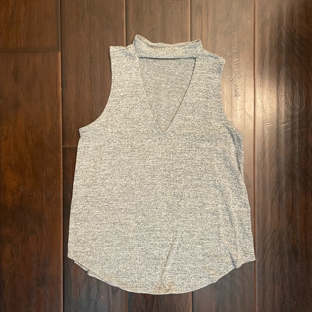Express Heather Gray V-Neck Tank Top